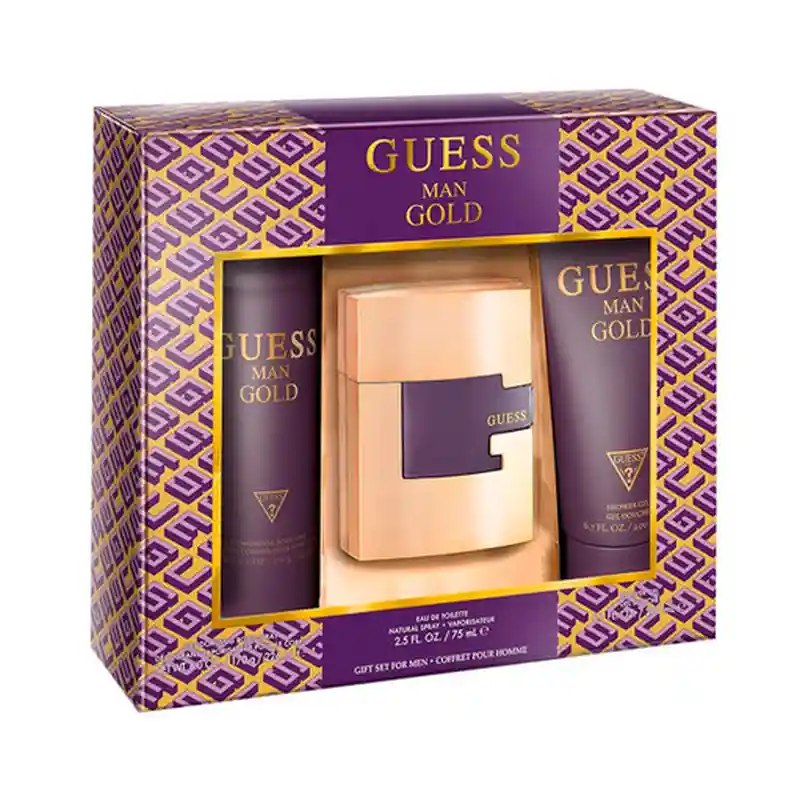 Guess Gold Men EDT Set 75ML + Shower Gel 200ML + Body Spray 226ML